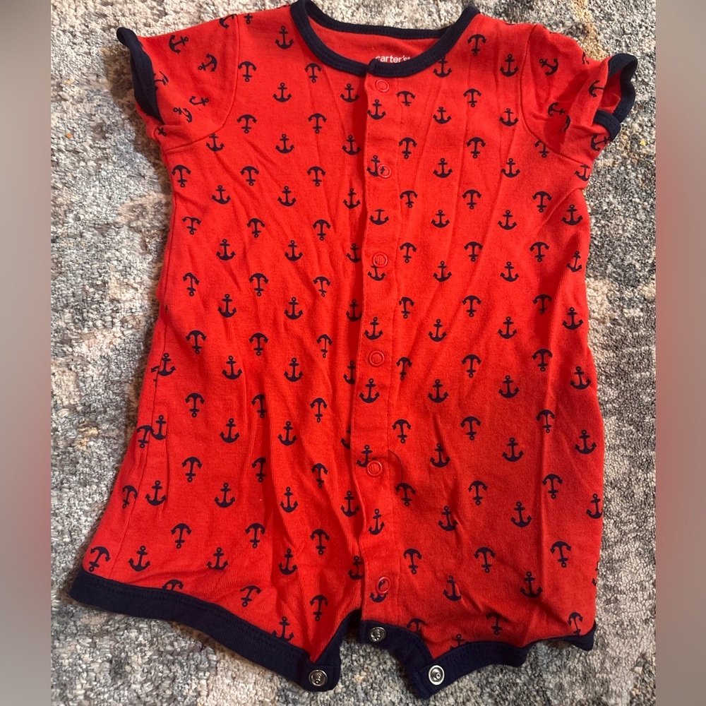 Carter's Red Romper with Navy Anchors
